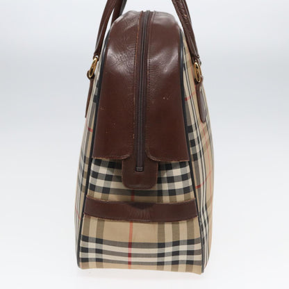 BURBERRYSs Nova Check Hand Bag Canvas Beige Auth bs16012
