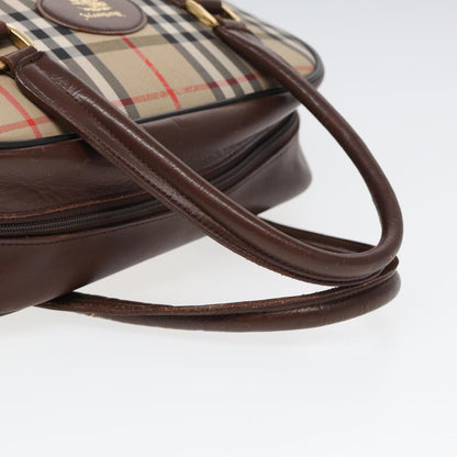 BURBERRYSs Nova Check Hand Bag Canvas Beige Auth bs16012