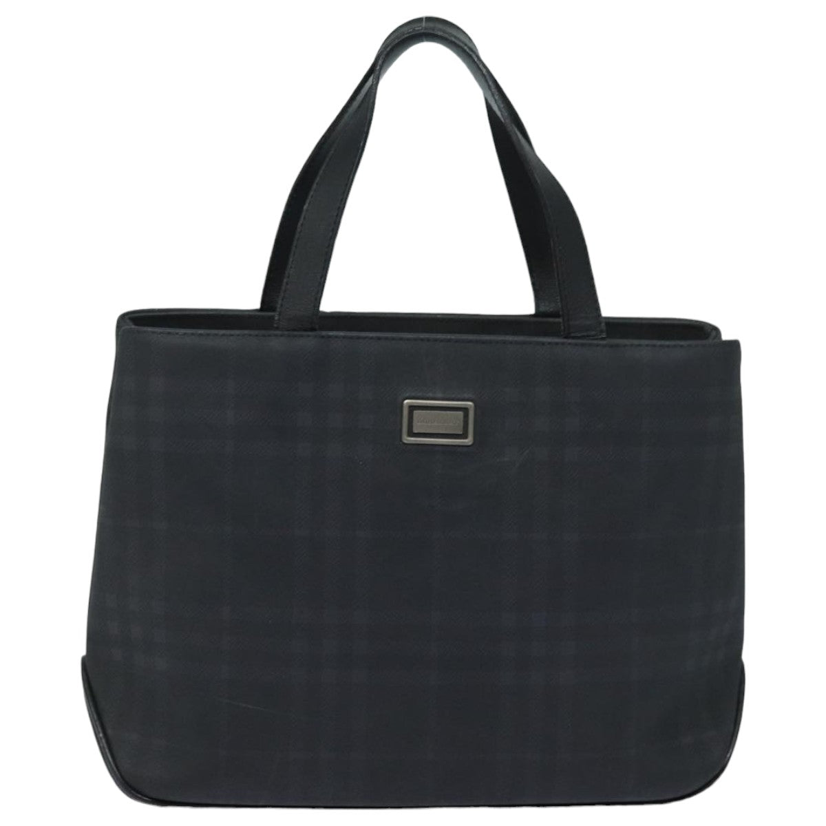 BURBERRY Nova Check Hand Bag Canvas Black Auth bs16015