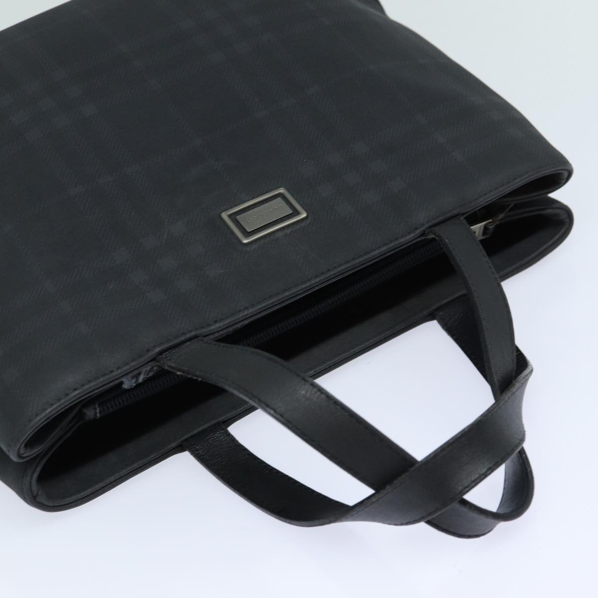BURBERRY Nova Check Hand Bag Canvas Black Auth bs16015