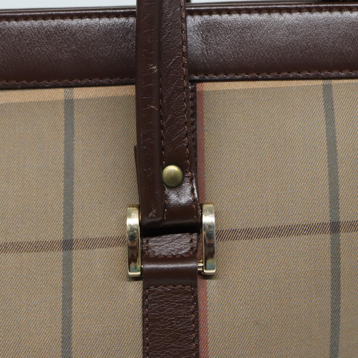 BURBERRYSs Nova Check Hand Bag Canvas Leather Beige Brown Auth bs16016