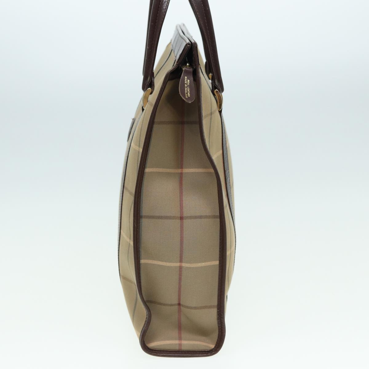 BURBERRYSs Nova Check Hand Bag Canvas Leather Beige Brown Auth bs16016