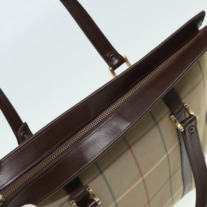 BURBERRYSs Nova Check Hand Bag Canvas Leather Beige Brown Auth bs16016