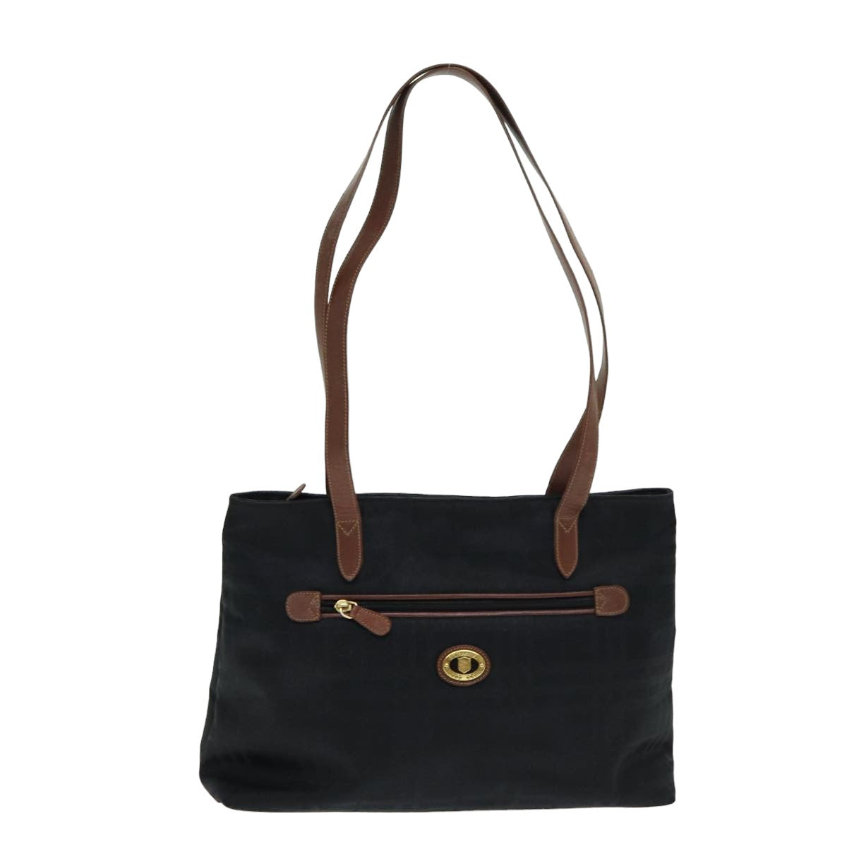 BURBERRYSs Nova Check Tote Bag Canvas Leather Black Auth bs16019