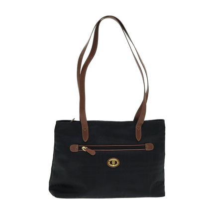 BURBERRYSs Nova Check Tote Bag Canvas Leather Black Auth bs16019