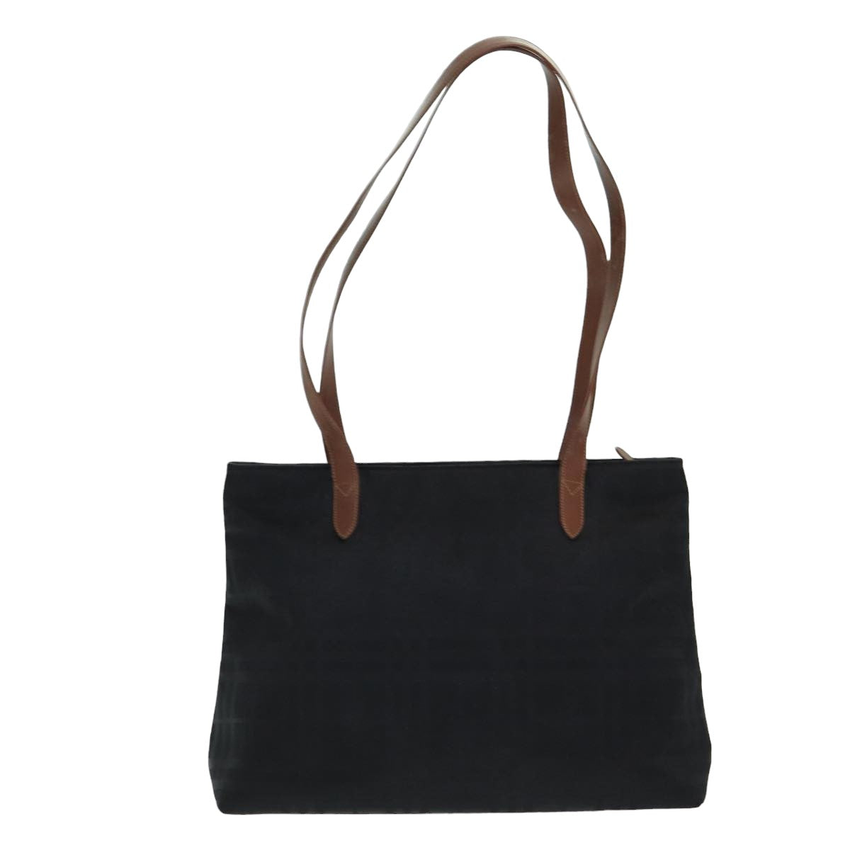 BURBERRYSs Nova Check Tote Bag Canvas Leather Black Auth bs16019