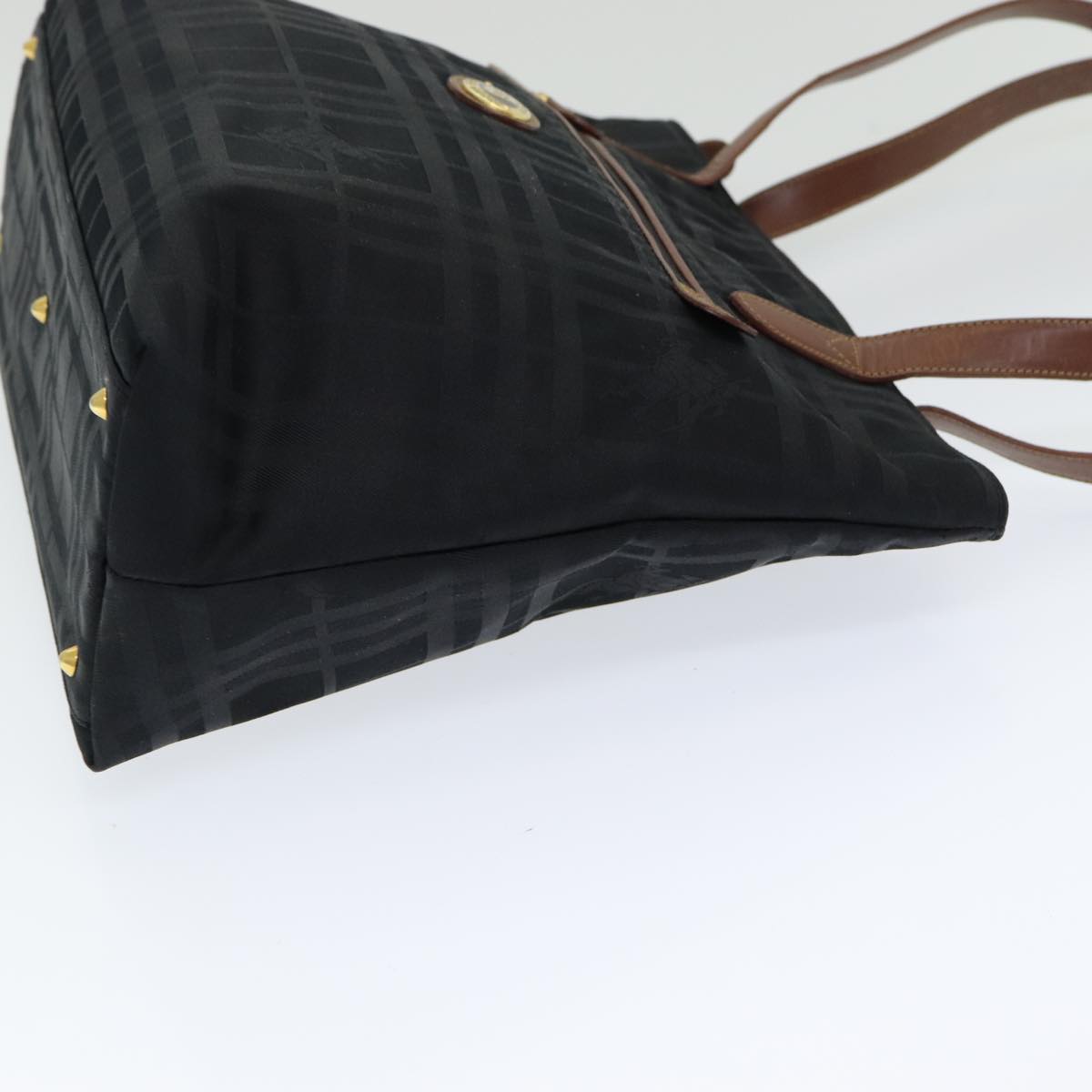 BURBERRYSs Nova Check Tote Bag Canvas Leather Black Auth bs16019