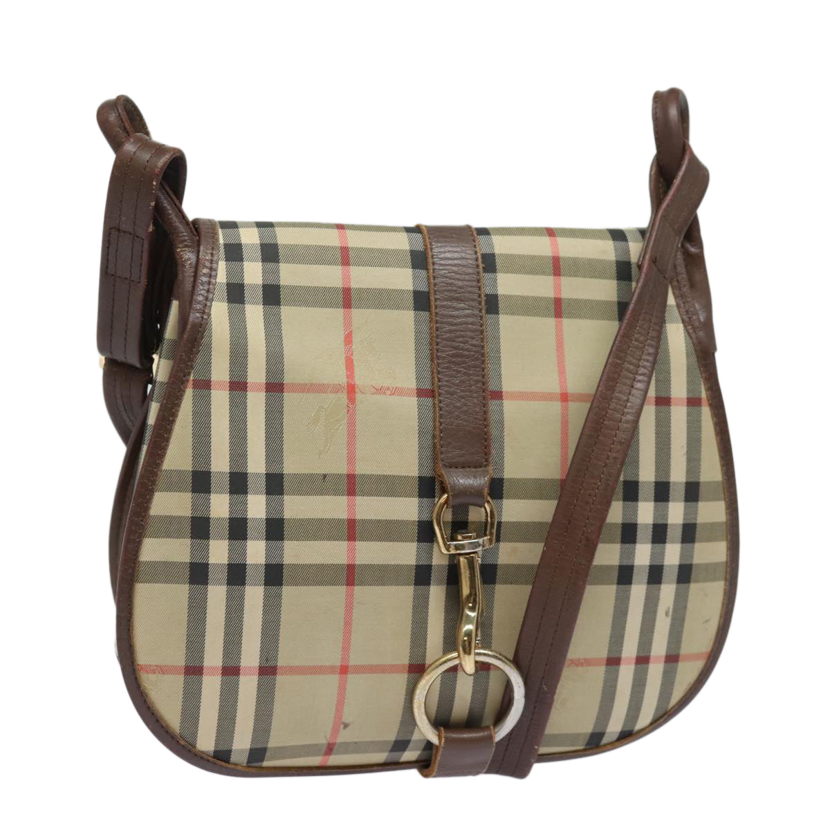 BURBERRYSs Nova Check Shoulder Bag Canvas Leather Beige Brown Auth bs16020
