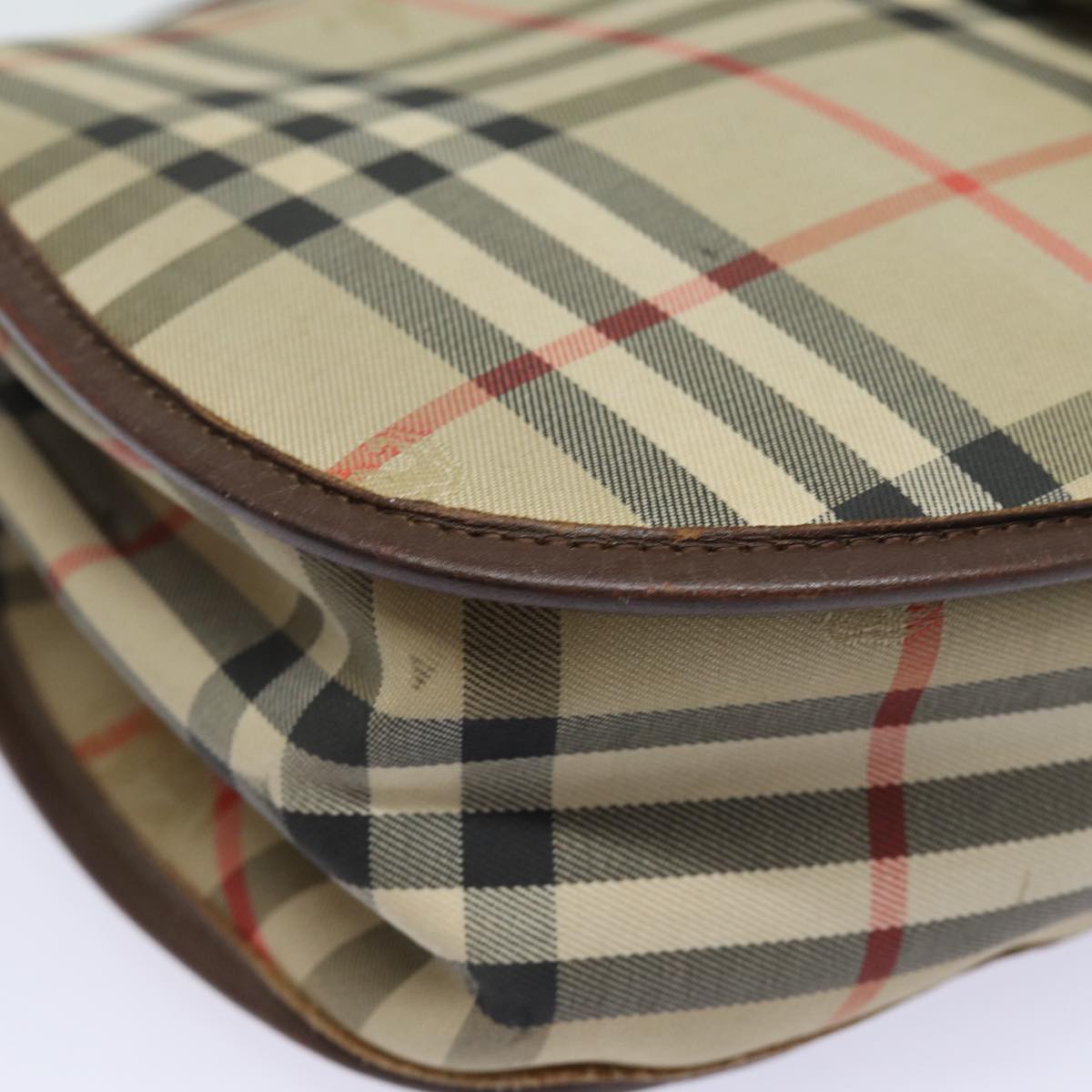 BURBERRYSs Nova Check Shoulder Bag Canvas Leather Beige Brown Auth bs16020
