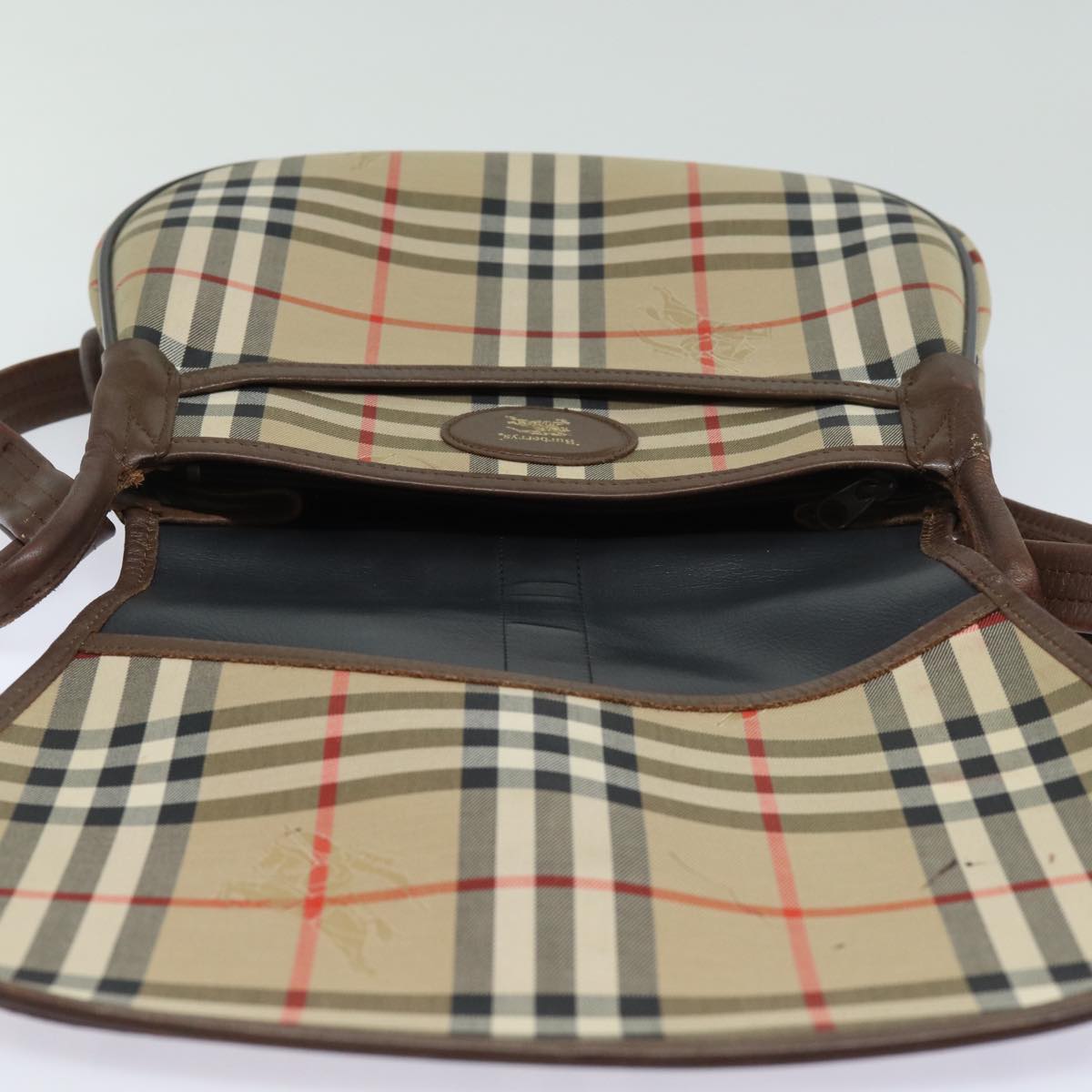 BURBERRYSs Nova Check Shoulder Bag Canvas Leather Beige Brown Auth bs16020