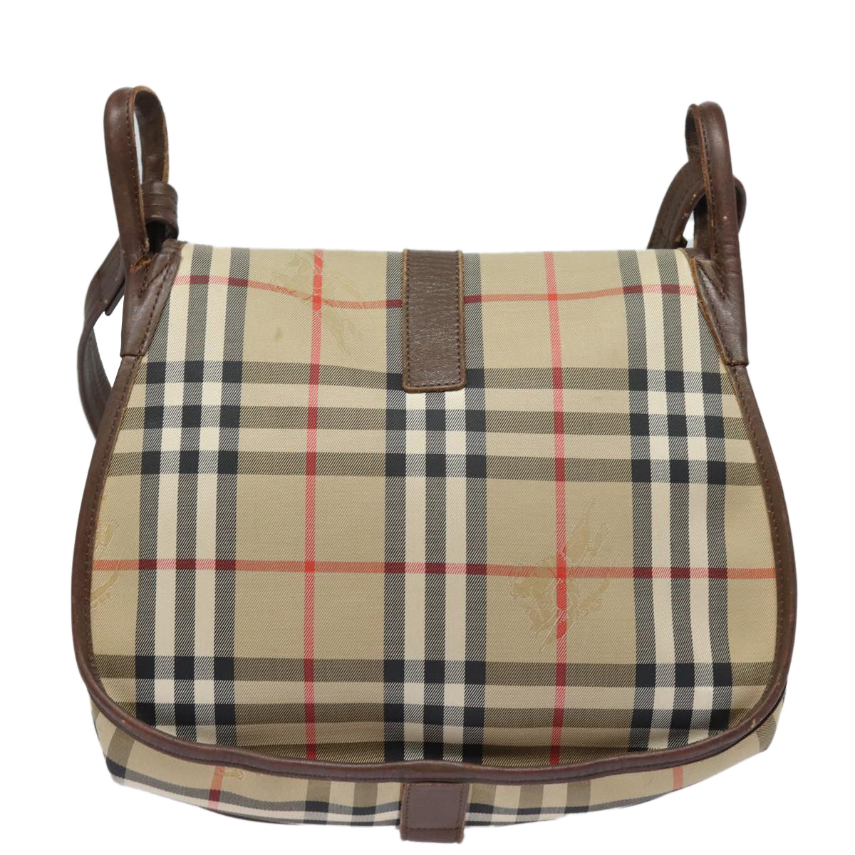 BURBERRYSs Nova Check Shoulder Bag Canvas Leather Beige Brown Auth bs16020