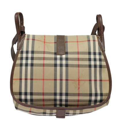 BURBERRYSs Nova Check Shoulder Bag Canvas Leather Beige Brown Auth bs16020