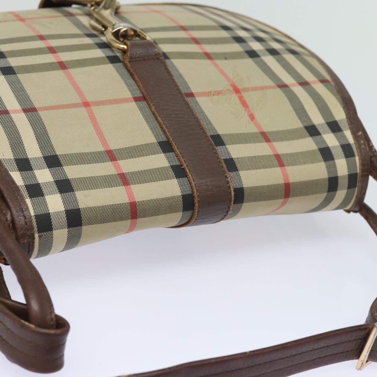 BURBERRYSs Nova Check Shoulder Bag Canvas Leather Beige Brown Auth bs16020