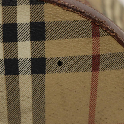 BURBERRY Nova Check Shoulder Bag PVC Leather Beige Auth bs16101