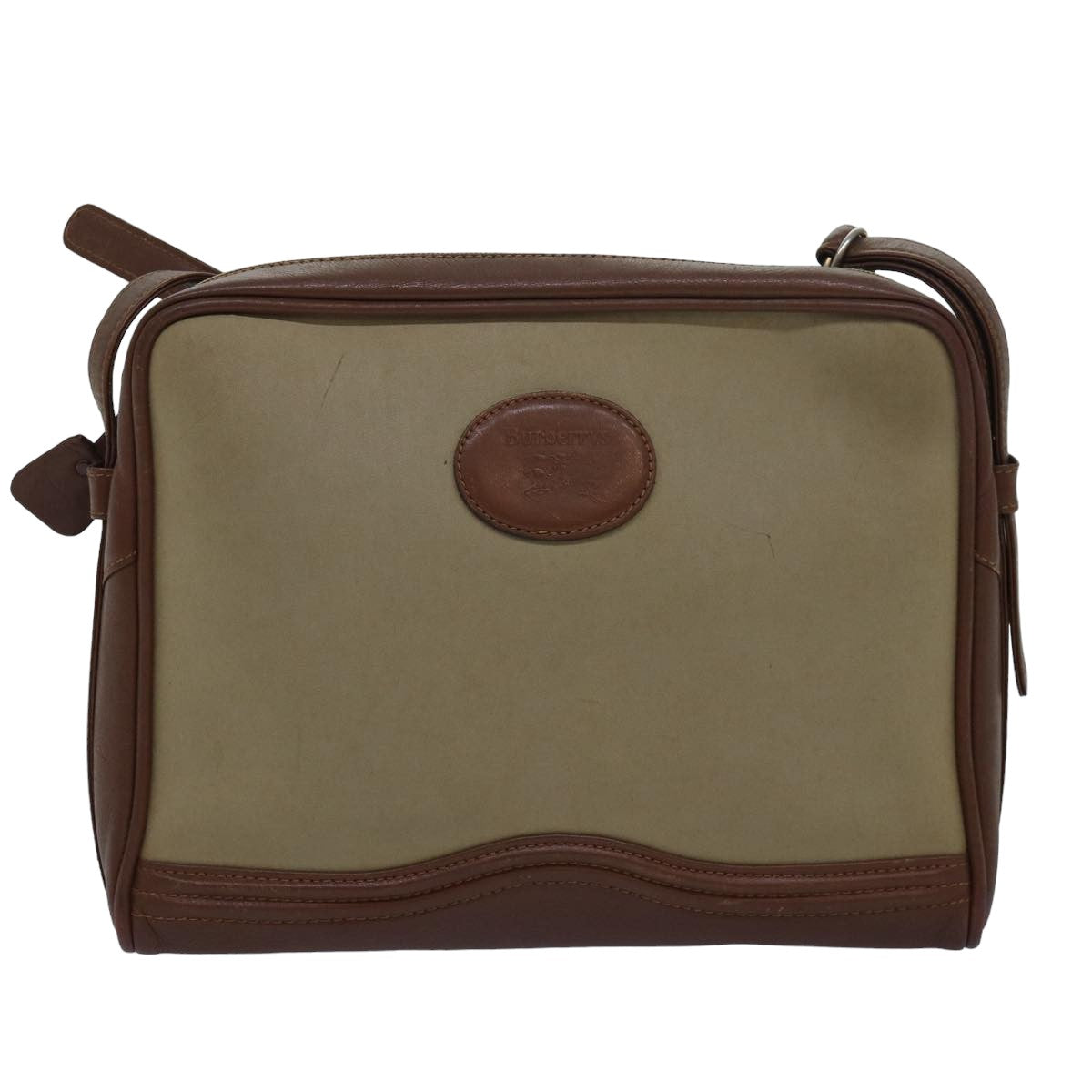 BURBERRYSs Shoulder Bag Canvas Leather Beige Auth bs16124