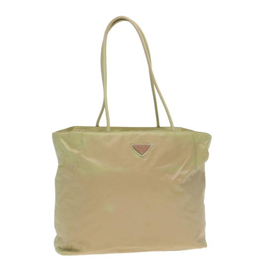 PRADA Tote Bag Nylon Beige Auth bs16147