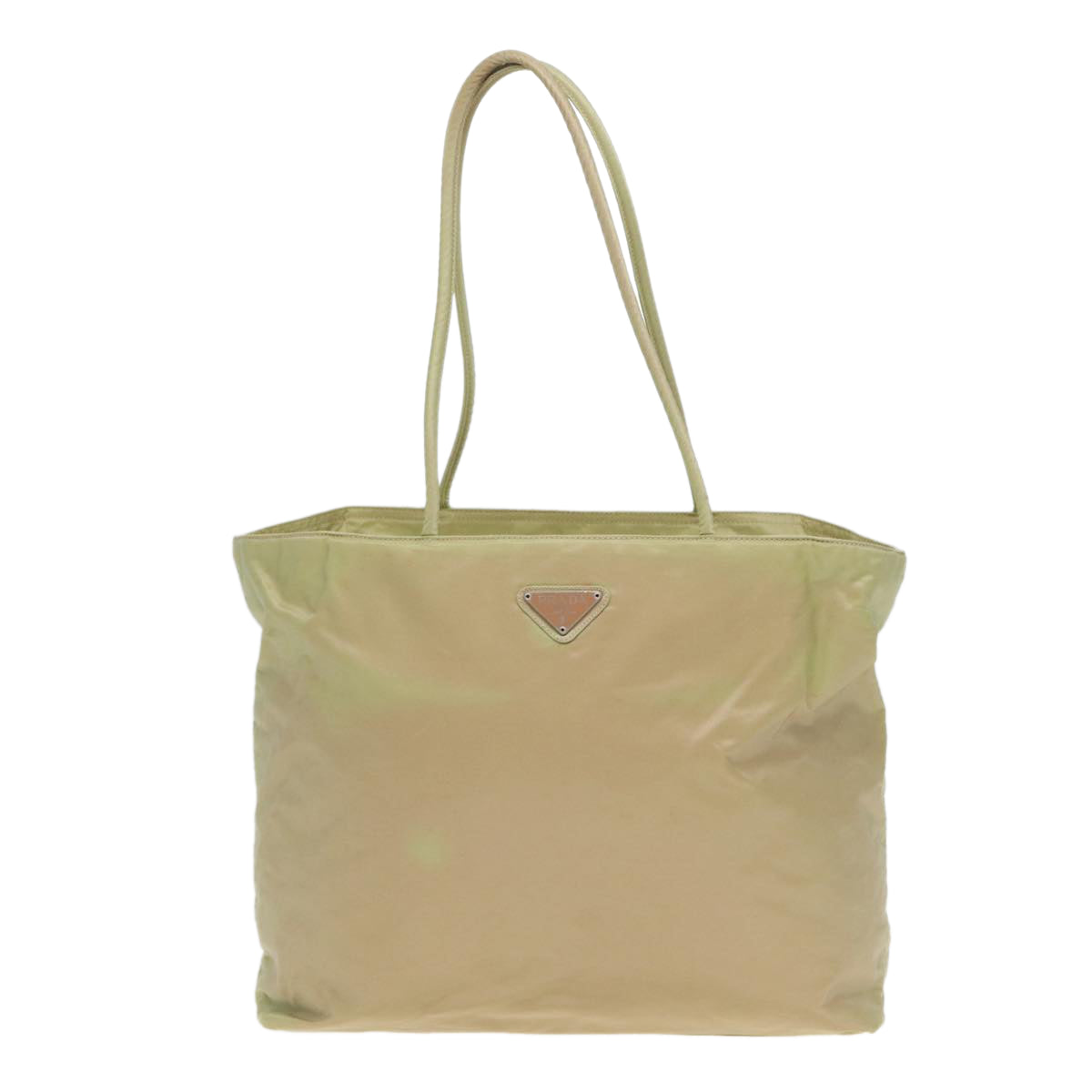 PRADA Tote Bag Nylon Beige Auth bs16147