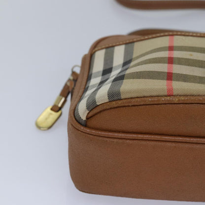 BURBERRYSs Nova Check Shoulder Bag Canvas Beige Auth bs16160