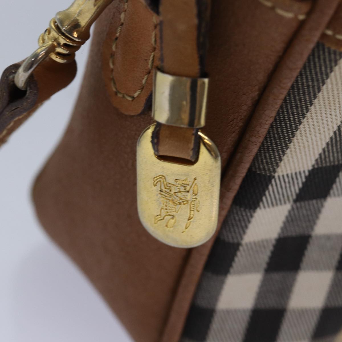 BURBERRYSs Nova Check Shoulder Bag Canvas Beige Auth bs16160