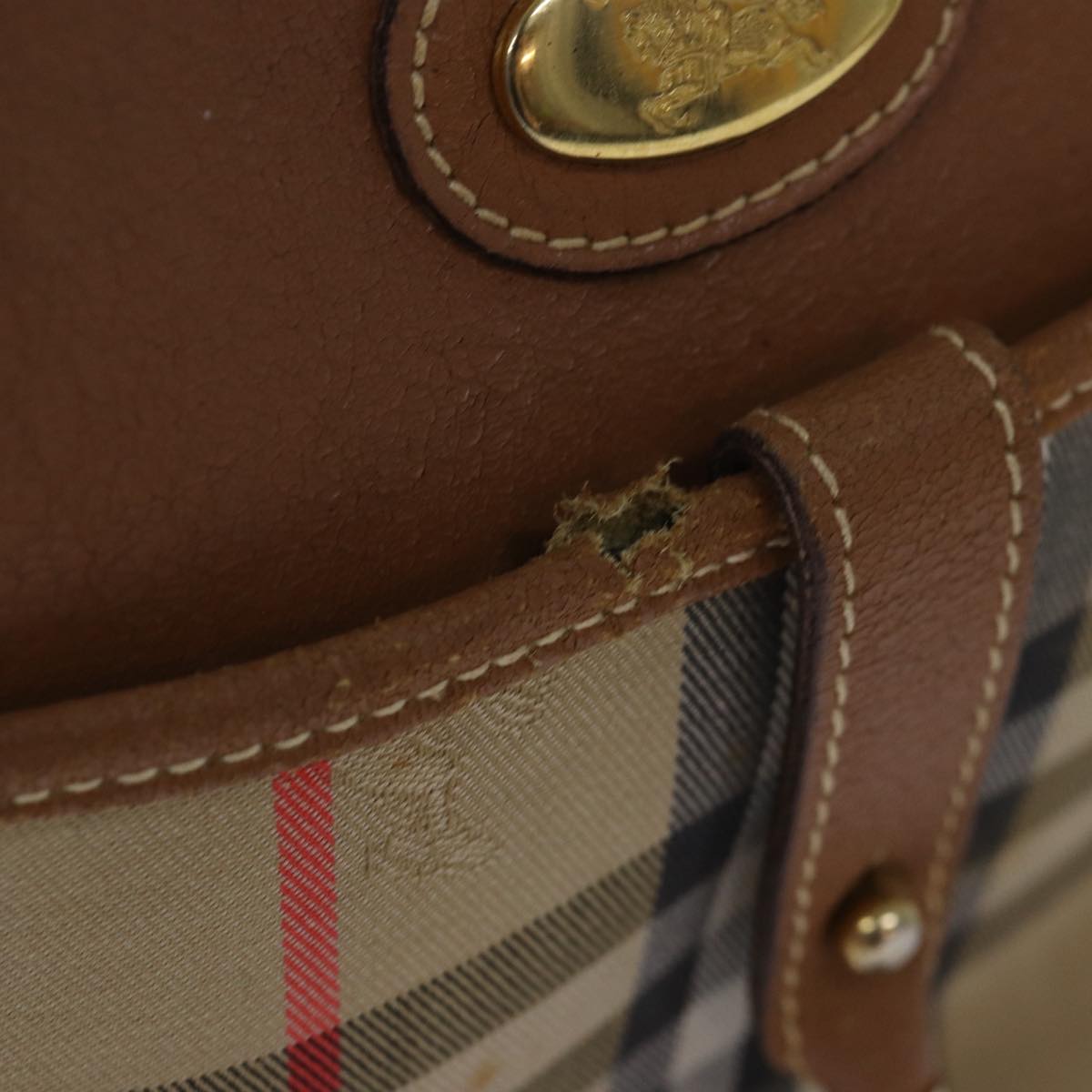 BURBERRYSs Nova Check Shoulder Bag Canvas Beige Auth bs16160