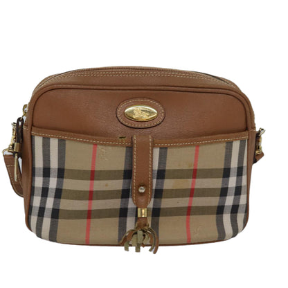 BURBERRYSs Nova Check Shoulder Bag Canvas Beige Auth bs16160