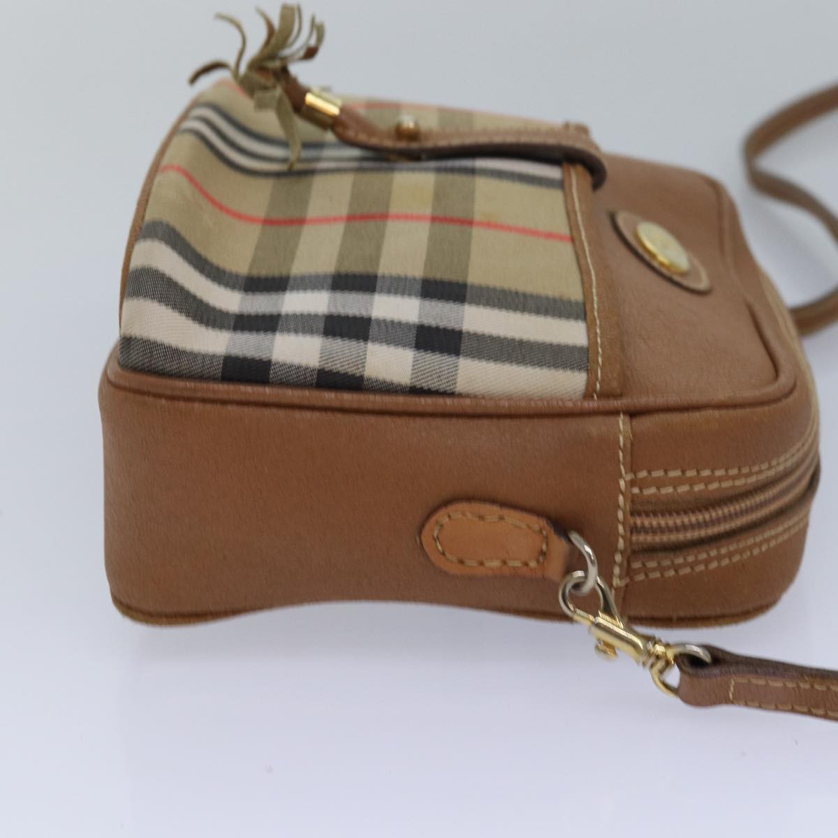 BURBERRYSs Nova Check Shoulder Bag Canvas Beige Auth bs16160