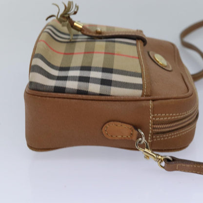 BURBERRYSs Nova Check Shoulder Bag Canvas Beige Auth bs16160