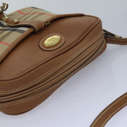 BURBERRYSs Nova Check Shoulder Bag Canvas Beige Auth bs16160
