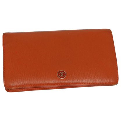 CHANEL COCO Mark Wallet Leather Orange CC Auth bs16185