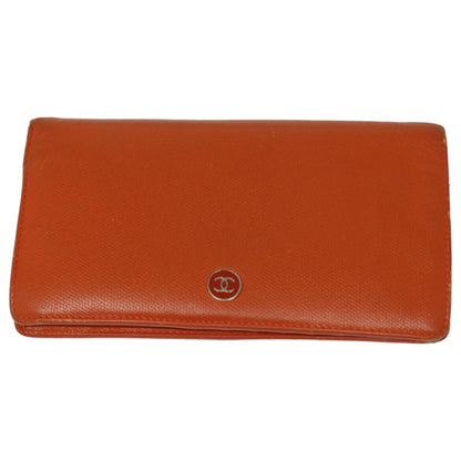 CHANEL COCO Mark Wallet Leather Orange CC Auth bs16185