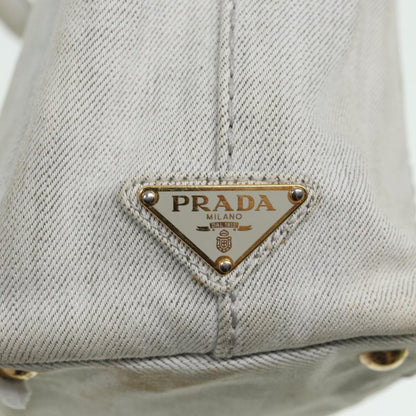 PRADA Canapa PM Hand Bag Canvas 2way Gray Auth bs16221