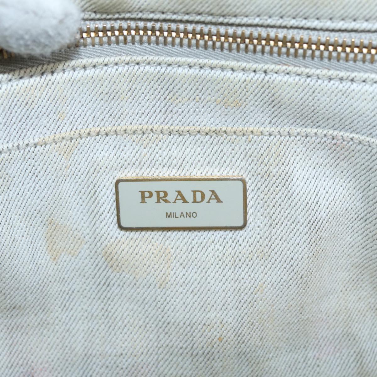 PRADA Canapa PM Hand Bag Canvas 2way Gray Auth bs16221