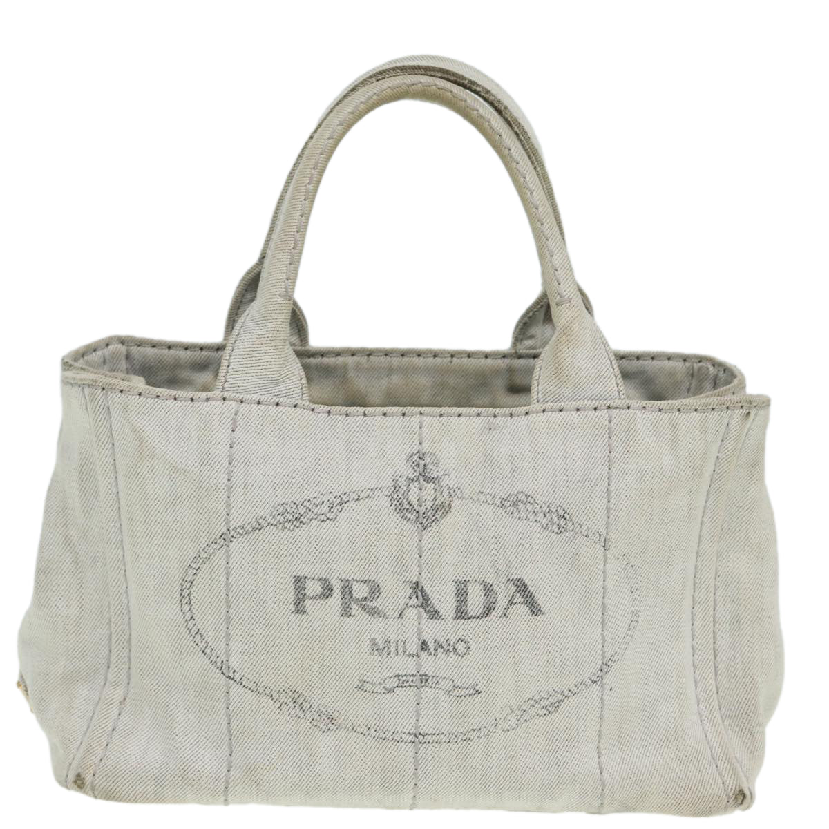 PRADA Canapa PM Hand Bag Canvas 2way Gray Auth bs16221