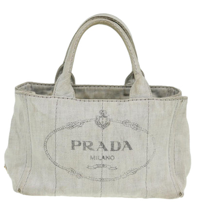 PRADA Canapa PM Hand Bag Canvas 2way Gray Auth bs16221