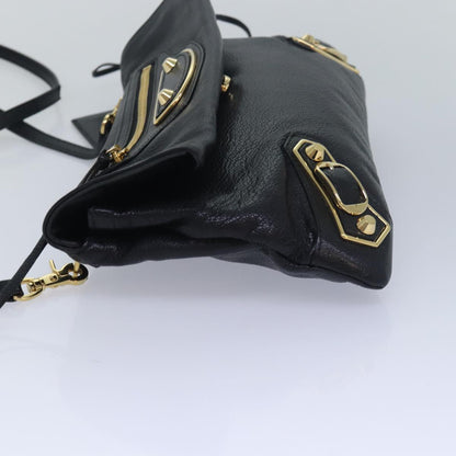 Balenciaga Classic Metallic Envelope Bag Leather Black 438791 Auth bs16228
