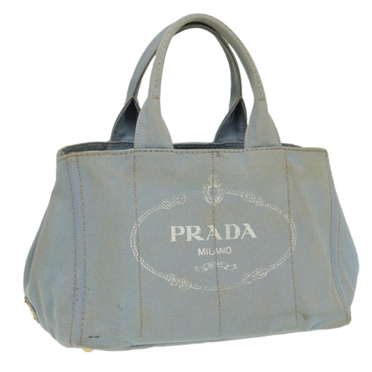 PRADA Canapa MM Hand Bag Canvas Blue Auth bs16229