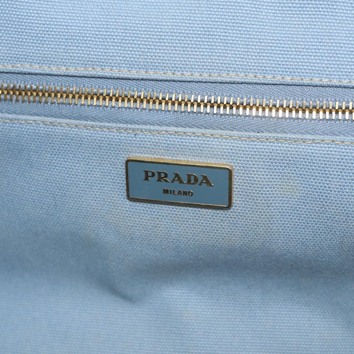 PRADA Canapa MM Hand Bag Canvas Blue Auth bs16229