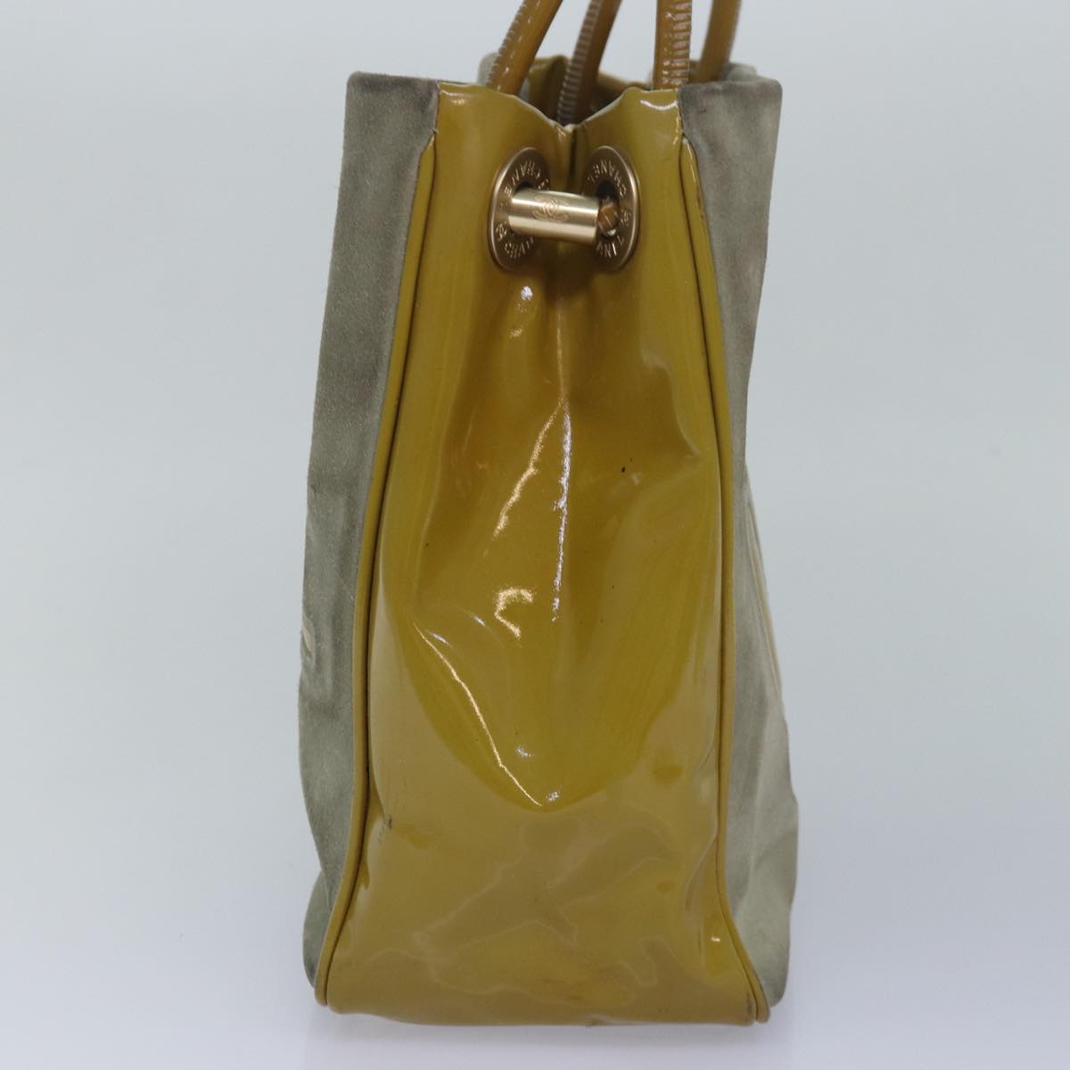 Chanel Camelia Tote Bag Suede Yellow CC Auth bs