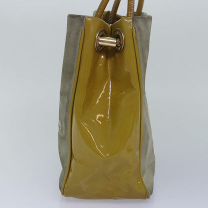 Chanel Camelia Tote Bag Suede Yellow CC Auth bs