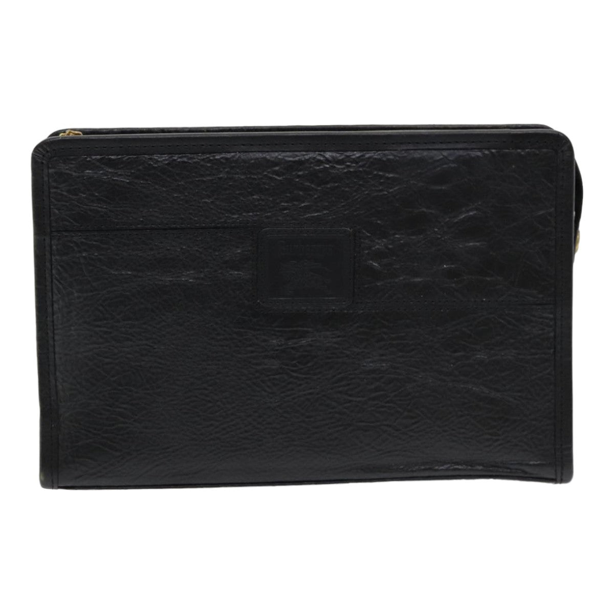 BURBERRYSs Clutch Bag Leather Black Auth bs16273