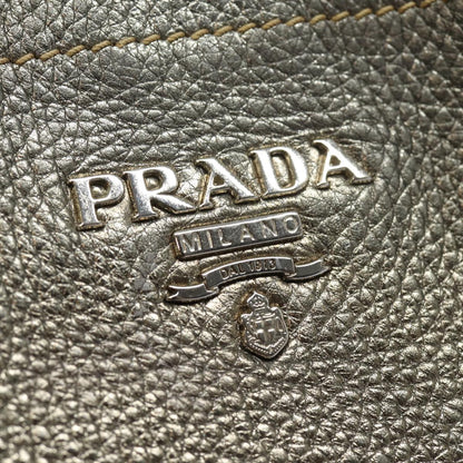 PRADA Shoulder Bag Leather Gold Tone Auth bs16331