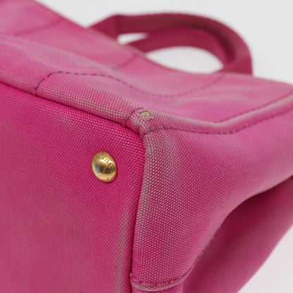 PRADA Canapa PM Hand Bag Canvas Pink Auth bs16332