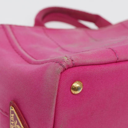 PRADA Canapa PM Hand Bag Canvas Pink Auth bs16332