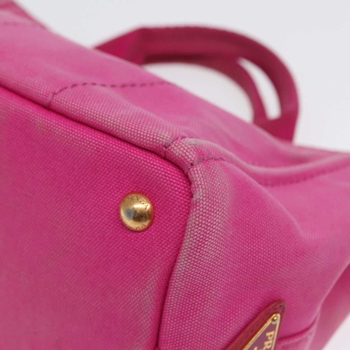 PRADA Canapa PM Hand Bag Canvas Pink Auth bs16332