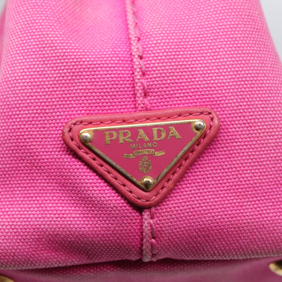 PRADA Canapa PM Hand Bag Canvas Pink Auth bs16332