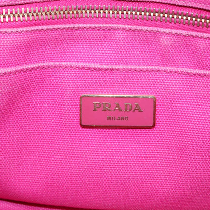 PRADA Canapa PM Hand Bag Canvas Pink Auth bs16332