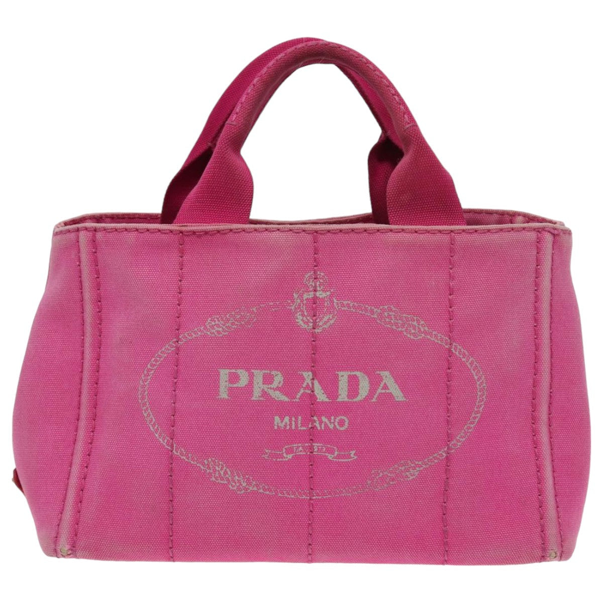 PRADA Canapa PM Hand Bag Canvas Pink Auth bs16332