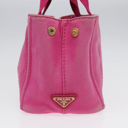 PRADA Canapa PM Hand Bag Canvas Pink Auth bs16332