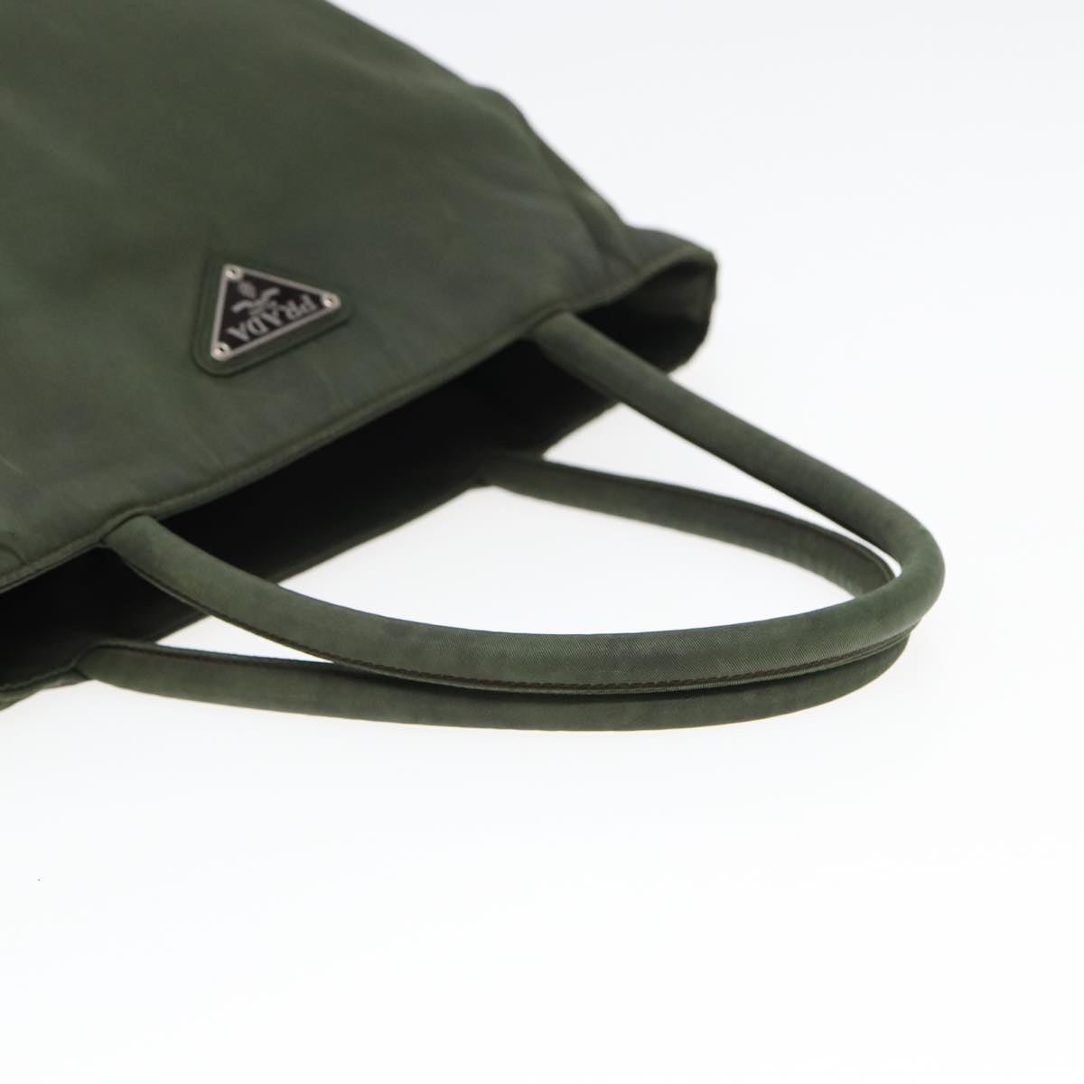 PRADA Hand Bag Nylon Khaki Auth bs16379