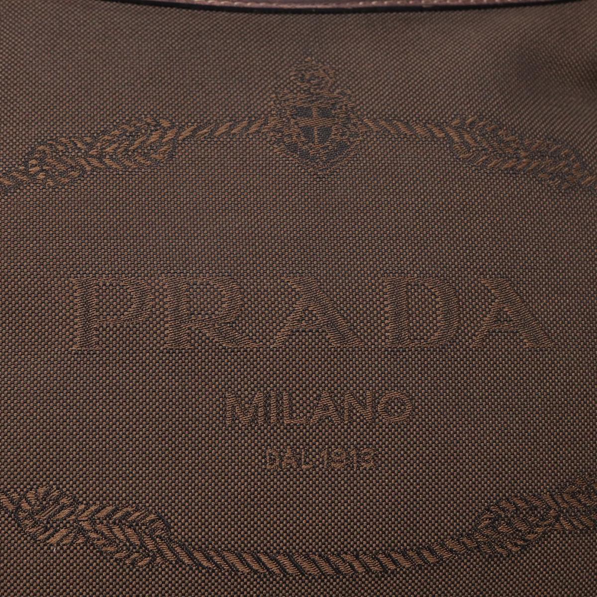 PRADA Shoulder Bag Canvas Brown Auth bs16387